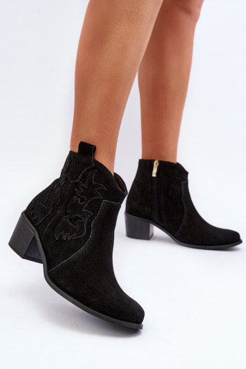 Stivali in suede da donna stile cowboy Zazoo 3426 nere