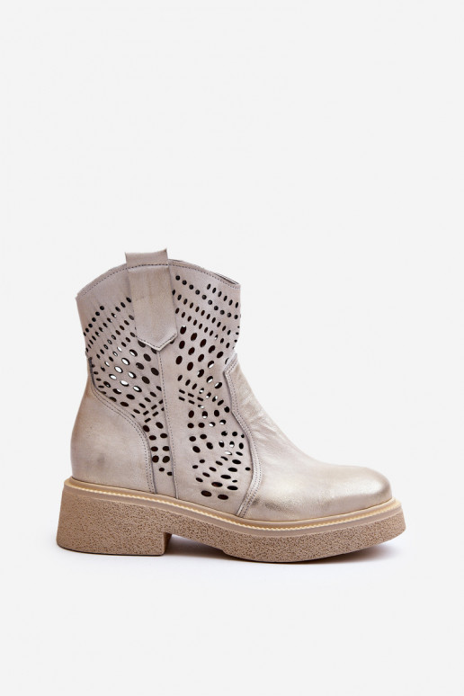 Zazoo 3470 Pelle Stivali da donna con tacchi larghi con elementi traforati colore dorato Pulito Zazoo 3470 Pelle Stivali da donna con tacchi larghi con elementi traforati colore dorato Pulito