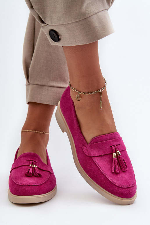 Zazoo 3420 Mocassini in pelle scamosciata Femminile con tacchi larghi Fuskja Zazoo 3420 Mocassini in pelle scamosciata Femminile con tacchi larghi Fuskja