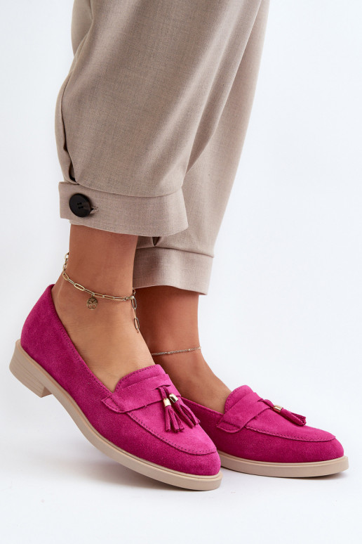 Zazoo 3420 Mocassini in pelle scamosciata Femminile con tacchi larghi Fuskja Zazoo 3420 Mocassini in pelle scamosciata Femminile con tacchi larghi Fuskja