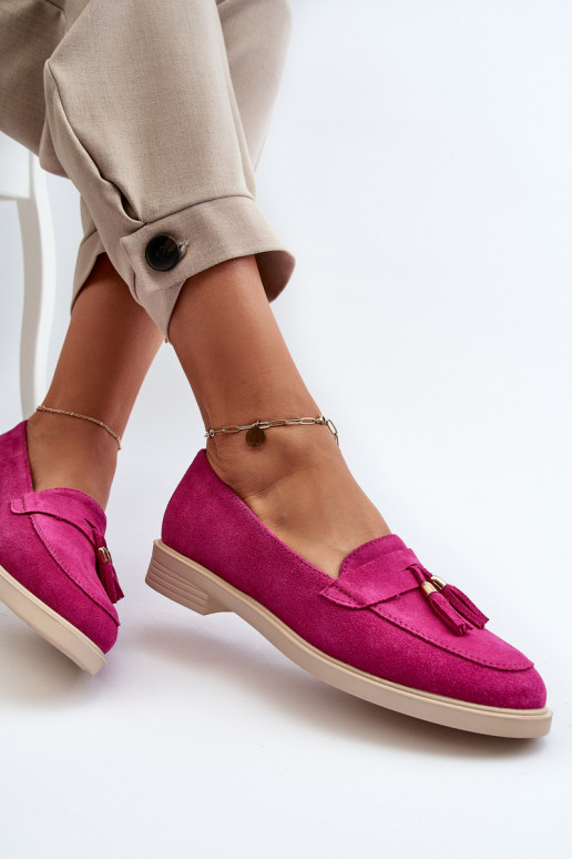 Zazoo 3420 Mocassini in pelle scamosciata Femminile con tacchi larghi Fuskja Zazoo 3420 Mocassini in pelle scamosciata Femminile con tacchi larghi Fuskja