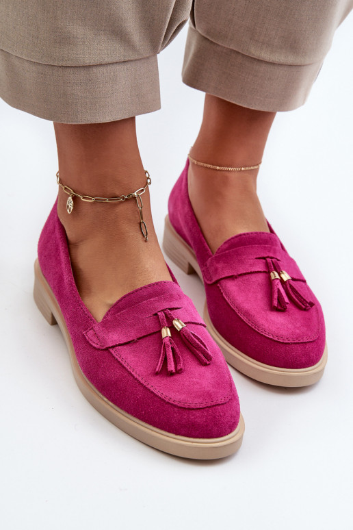 Zazoo 3420 Mocassini in pelle scamosciata Femminile con tacchi larghi Fuskja Zazoo 3420 Mocassini in pelle scamosciata Femminile con tacchi larghi Fuskja