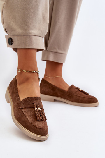 Zazoo 3420 Mocassini in pelle scamosciata Femminile con tacchi larghi colore marrone