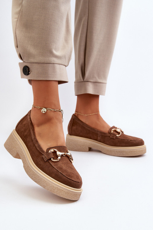 Zazoo 3429 Mocassini in pelle scamosciata Femminile con ornamenti colore marrone Zazoo 3429 Mocassini in pelle scamosciata Femminile con ornamenti colore marrone