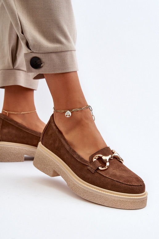 Zazoo 3429 Mocassini in pelle scamosciata Femminile con ornamenti colore marrone Zazoo 3429 Mocassini in pelle scamosciata Femminile con ornamenti colore marrone