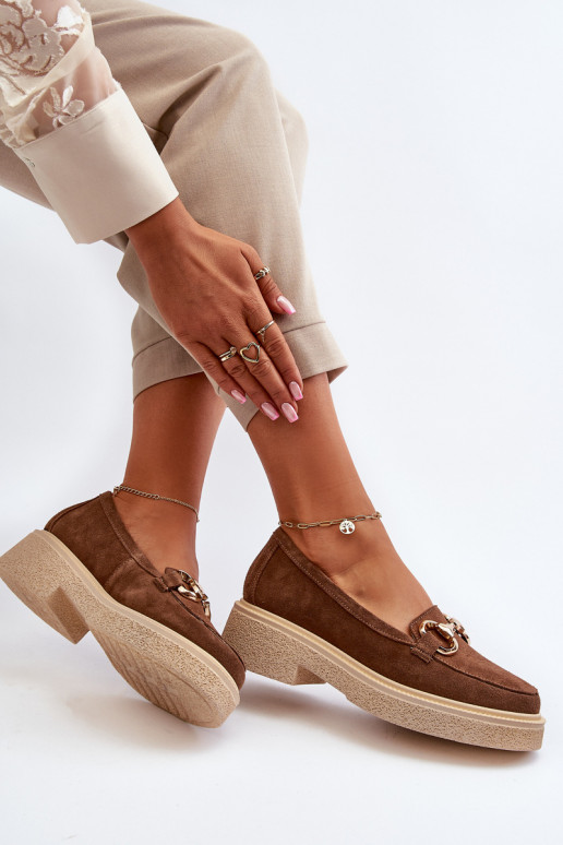 Zazoo 3429 Mocassini in pelle scamosciata Femminile con ornamenti colore marrone Zazoo 3429 Mocassini in pelle scamosciata Femminile con ornamenti colore marrone