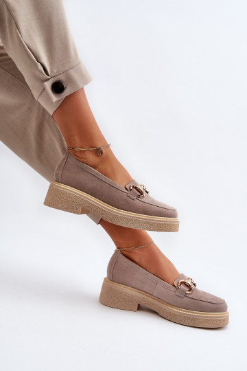 Zazoo 3429 Mocassini in pelle scamosciata Femminile con ornamenti colore cappuccino 2