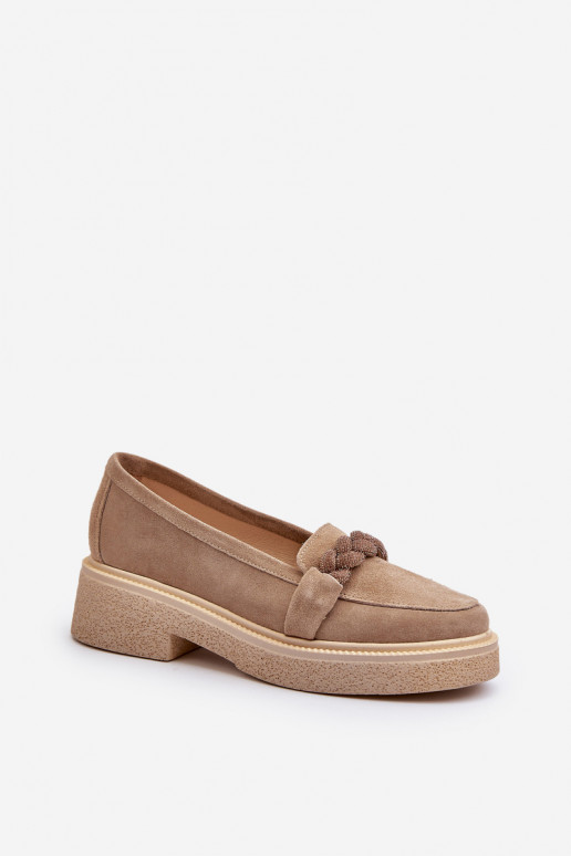 Zazoo 3429/IN Mocassini eleganti in camoscio con ornamenti beige Zazoo 3429/IN Mocassini eleganti in camoscio con ornamenti beige