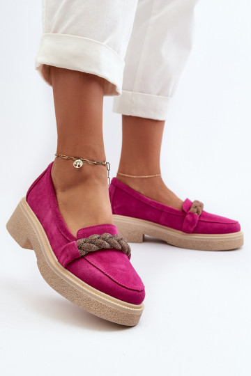 Zazoo 3429/IN Mocassini eleganti in suede rosa con ornamenti