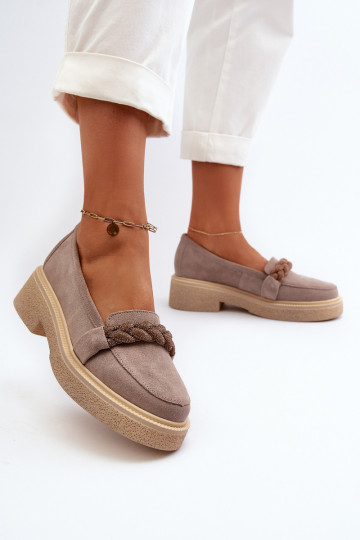 Zazoo 3429/IN Mocassini eleganti in suede color cappuccino con ornamenti