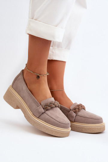 Zazoo 3429/IN Mocassini eleganti in suede color cappuccino con ornamenti 2
