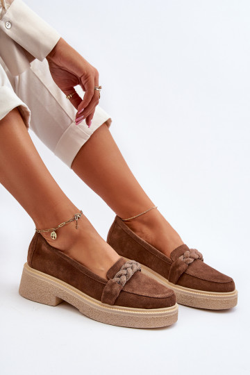 Zazoo 3429/IN Mocassini eleganti in camoscio con ornamenti colore marrone 2