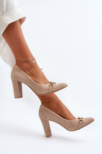 Zazoo 2453/OS Scarpe in suede con tacco e cuoricini color cappuccino 2