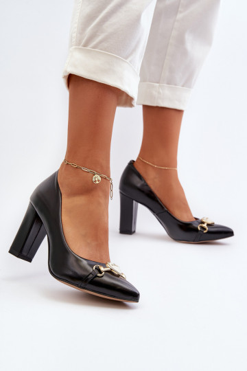Zazoo 2453/OS Scarpe in pelle con tacco e cuoricini neri