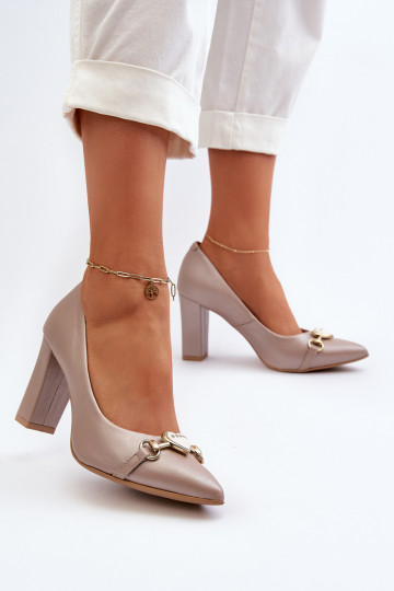 Zazoo 2453/OS Scarpe in pelle con tacco e cuoricini perlate