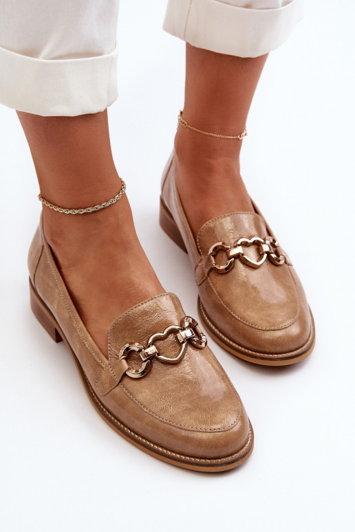 Pelle Femminile Mocassini laccati Laura Messi 2760 colore marrone