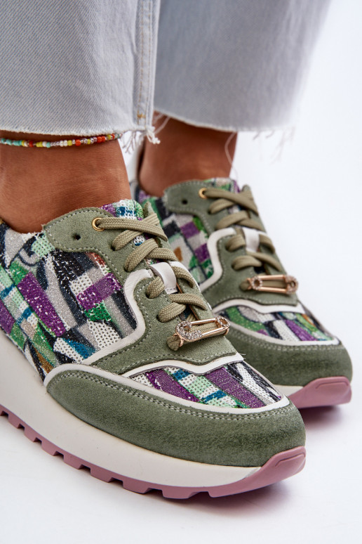 Pelle Scarpe modello sneakers Femminile con una piattaforma Deveciejka 06390-09 SeledynoAe Pelle Scarpe modello sneakers Femminile con una piattaforma Deveciejka 06390-09 SeledynoAe