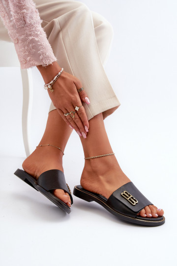 Ciabatte eleganti in pelle da donna Zazoo 40384 nere 2