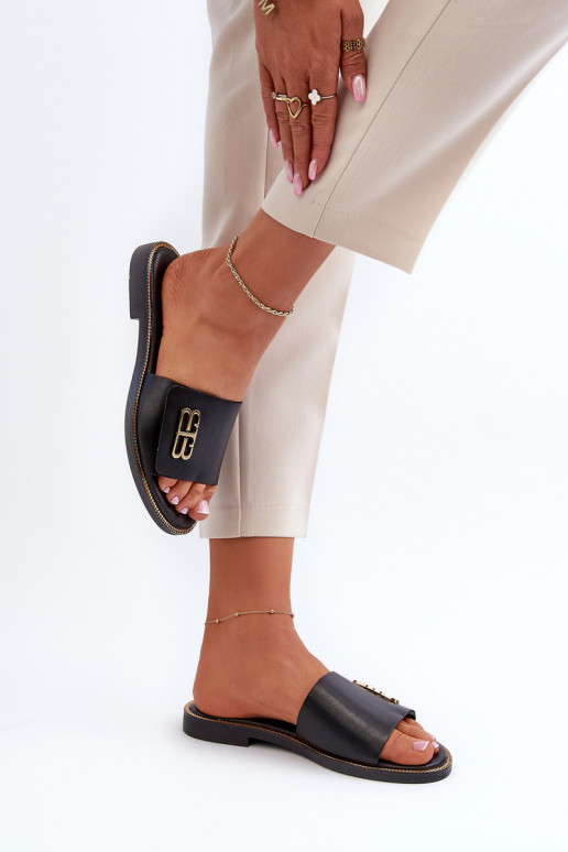 Zazoo 40384 Stile elegante Pantofole in pelle Femminile colore nero Zazoo 40384 Stile elegante Pantofole in pelle Femminile colore nero