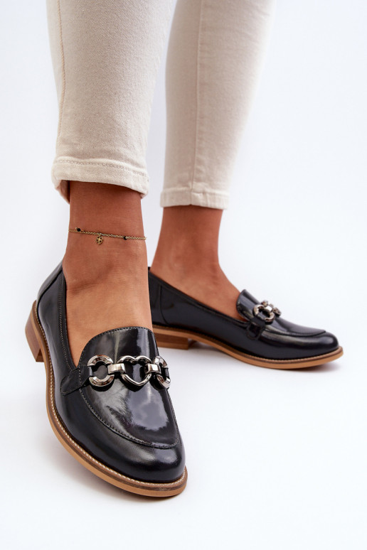 Pelle Femminile Mocassini laccati Laura Messi 2760 blu scuro Pelle Femminile Mocassini laccati Laura Messi 2760 blu scuro