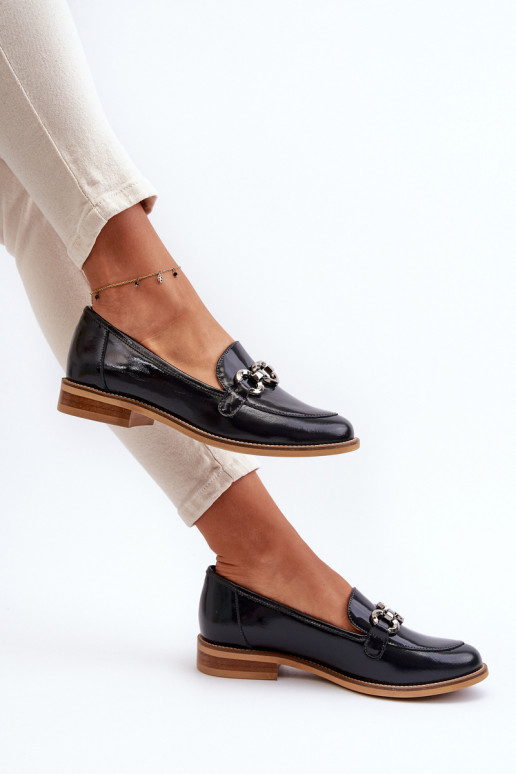 Pelle Femminile Mocassini laccati Laura Messi 2760 blu scuro Pelle Femminile Mocassini laccati Laura Messi 2760 blu scuro