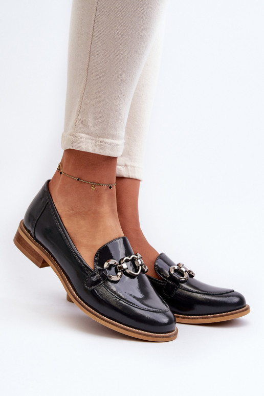 Pelle Femminile Mocassini laccati Laura Messi 2760 blu scuro Pelle Femminile Mocassini laccati Laura Messi 2760 blu scuro