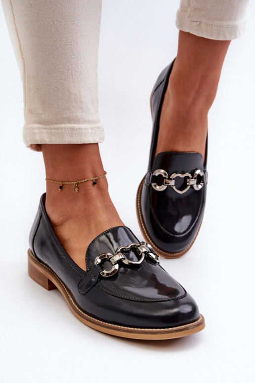 Pelle Femminile Mocassini laccati Laura Messi 2760 blu scuro Pelle Femminile Mocassini laccati Laura Messi 2760 blu scuro