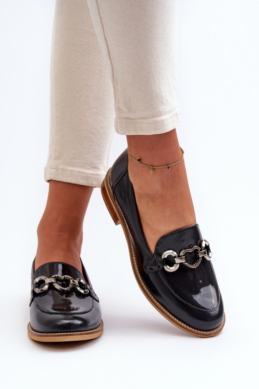 Pelle Femminile Mocassini laccati Laura Messi 2760 blu scuro Pelle Femminile Mocassini laccati Laura Messi 2760 blu scuro