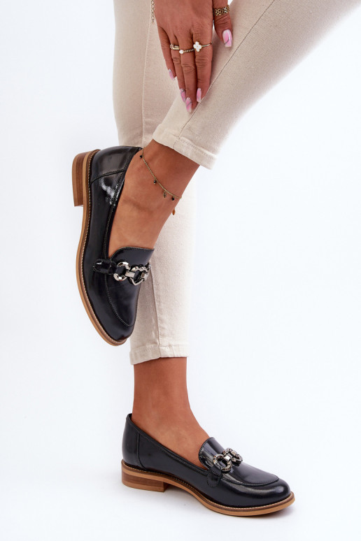 Pelle Femminile Mocassini laccati Laura Messi 2760 blu scuro Pelle Femminile Mocassini laccati Laura Messi 2760 blu scuro