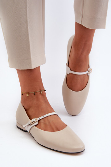 Ballerine Femminile con tacchi larghi Laura Messi 2774 beige