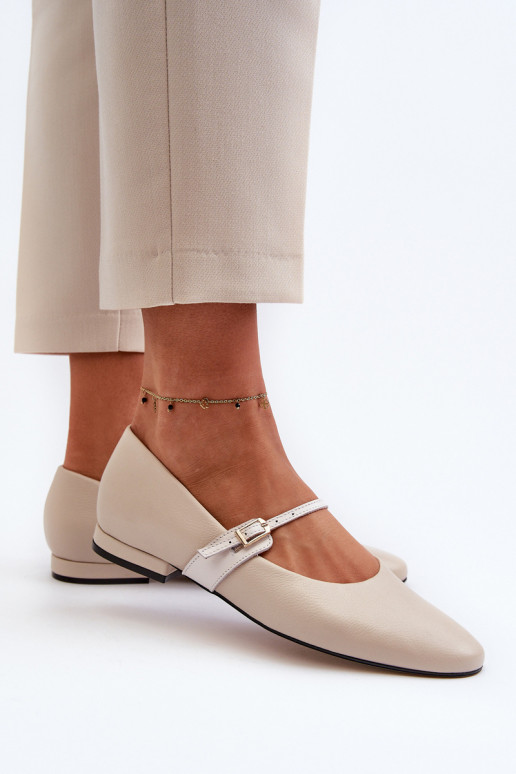 Ballerine Femminile con tacchi larghi Laura Messi 2774 beige Ballerine Femminile con tacchi larghi Laura Messi 2774 beige