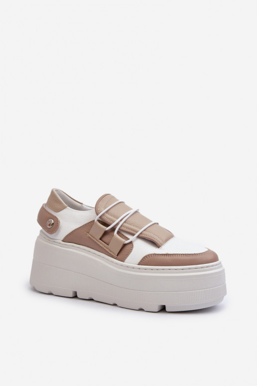 Zazoo 1833 Scarpe modello sneakers Femminile Pelle con suole massicce alla moda beige-Colore bianco Zazoo 1833 Scarpe modello sneakers Femminile Pelle con suole massicce alla moda beige-Colore bianco