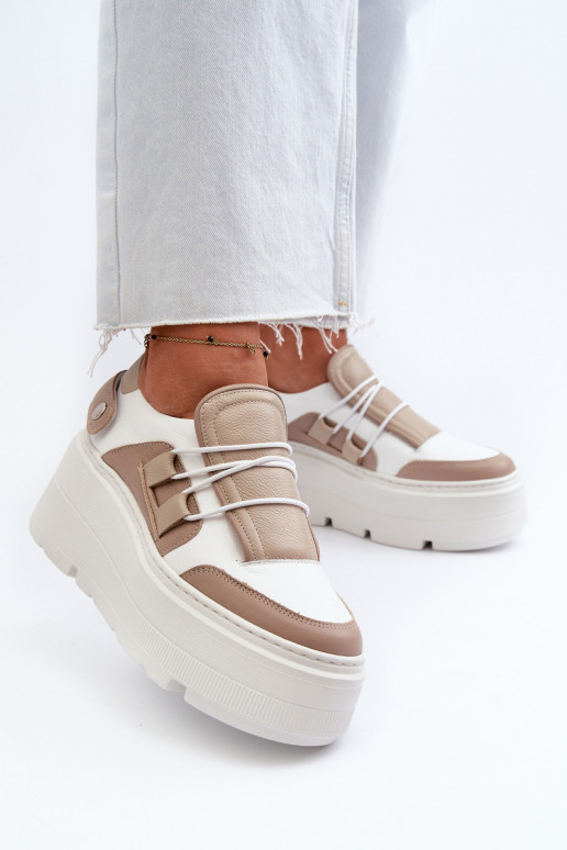 Zazoo 1833 Scarpe modello sneakers Femminile Pelle con suole massicce alla moda beige-Colore bianco Zazoo 1833 Scarpe modello sneakers Femminile Pelle con suole massicce alla moda beige-Colore bianco