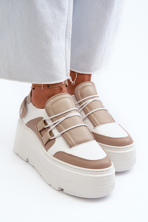 Zazoo 1833 Scarpe modello sneakers Femminile Pelle con suole massicce alla moda beige-Colore bianco Zazoo 1833 Scarpe modello sneakers Femminile Pelle con suole massicce alla moda beige-Colore bianco