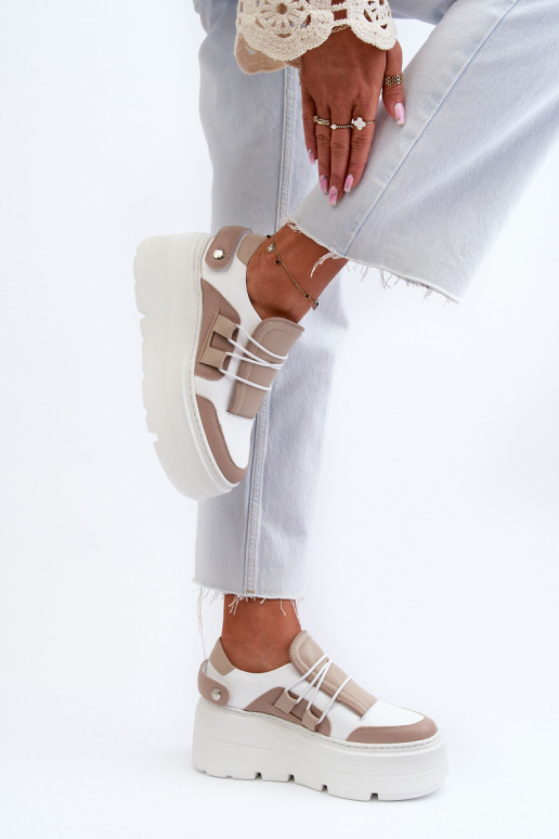 Zazoo 1833 Scarpe modello sneakers Femminile Pelle con suole massicce alla moda beige-Colore bianco Zazoo 1833 Scarpe modello sneakers Femminile Pelle con suole massicce alla moda beige-Colore bianco