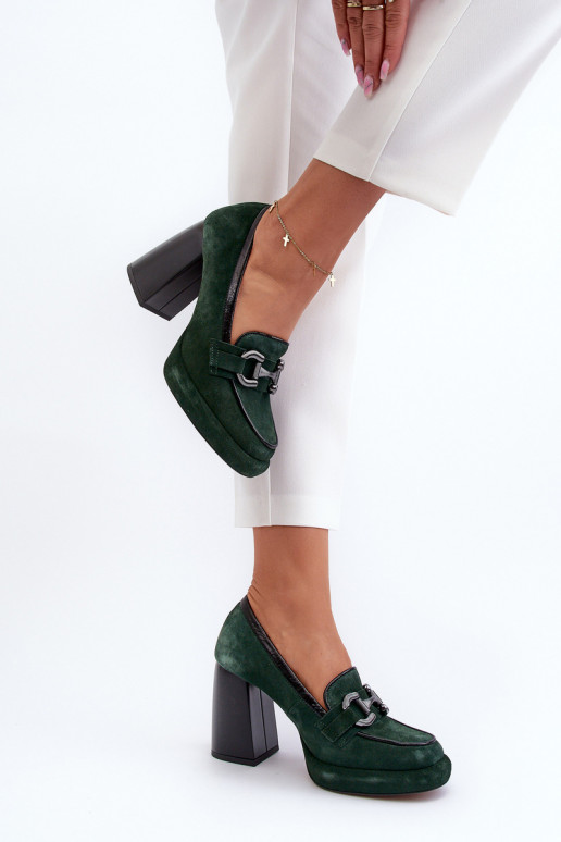 Pelle Scarpe Su un enorme palo Laura Messi 2706 colore kaki