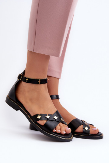 Sandali piatti da donna Zazoo 40378 neri 2