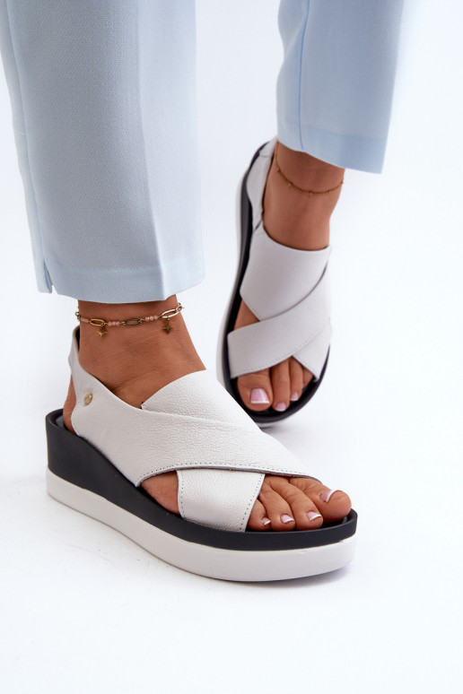 Zazoo 40256 Pelle Sandali con plateau Colore bianco Zazoo 40256 Pelle Sandali con plateau Colore bianco