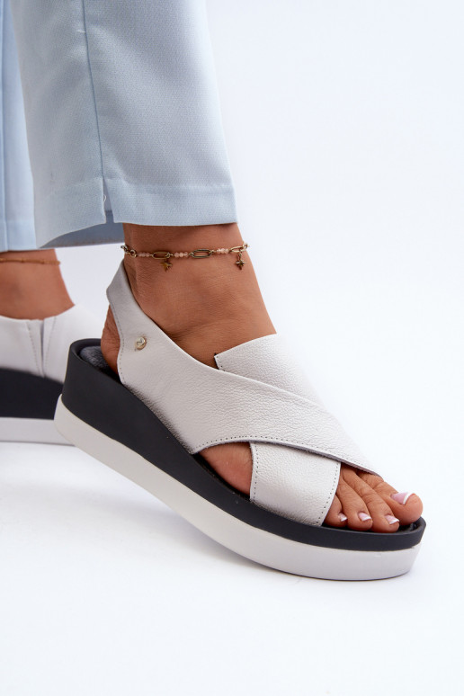 Zazoo 40256 Pelle Sandali con plateau Colore bianco Zazoo 40256 Pelle Sandali con plateau Colore bianco