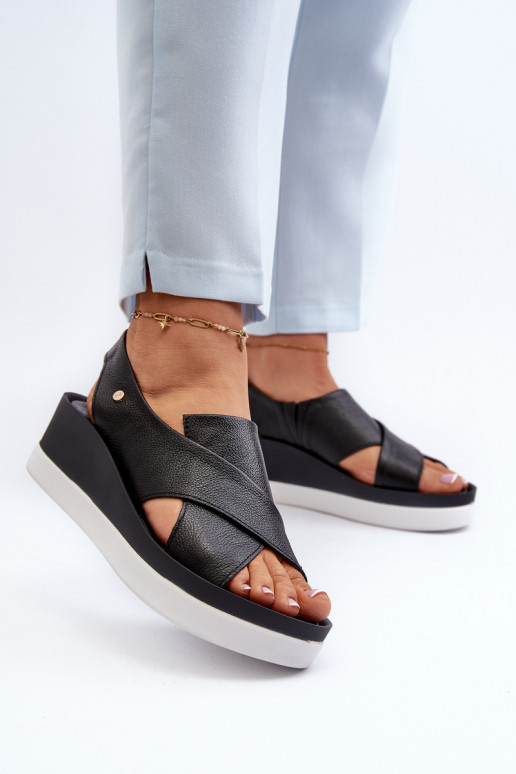 Zazoo 40256 Pelle Sandali con plateau colore nero Zazoo 40256 Pelle Sandali con plateau colore nero