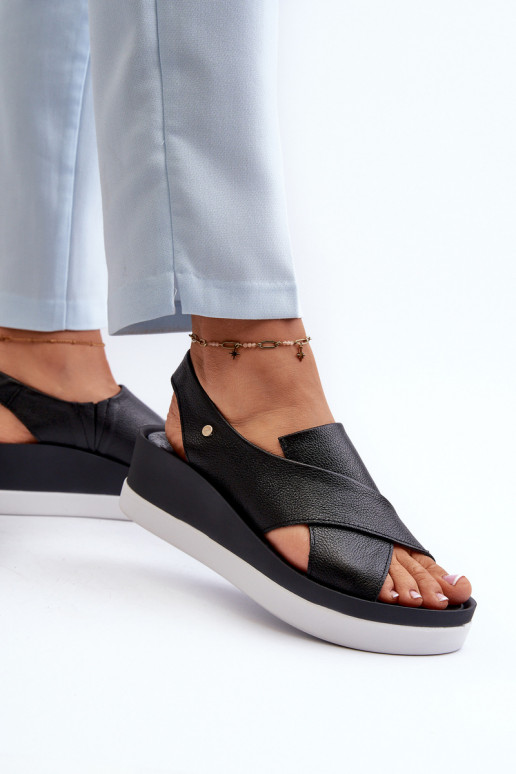 Zazoo 40256 Pelle Sandali con plateau colore nero Zazoo 40256 Pelle Sandali con plateau colore nero