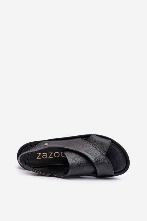 Zazoo 40256 Pelle Sandali con plateau colore nero Zazoo 40256 Pelle Sandali con plateau colore nero