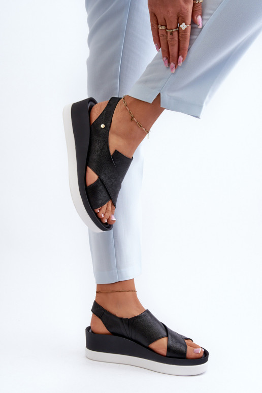 Zazoo 40256 Pelle Sandali con plateau colore nero Zazoo 40256 Pelle Sandali con plateau colore nero