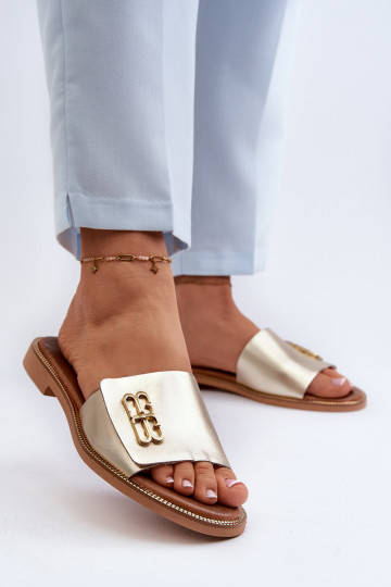 Ciabatte eleganti in pelle dorate Zazoo 40384