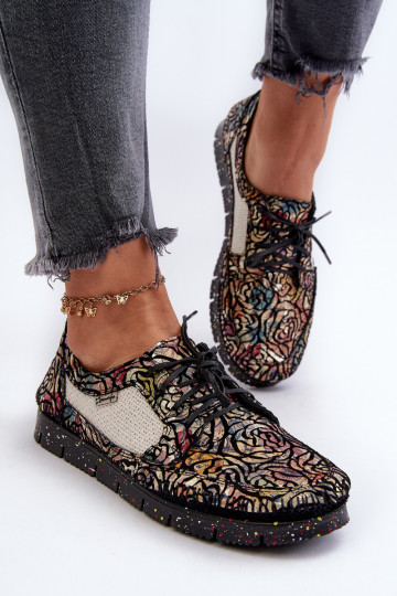 Scarpe per donne a fantasia Tai turiciejka 06347-01 nere 2