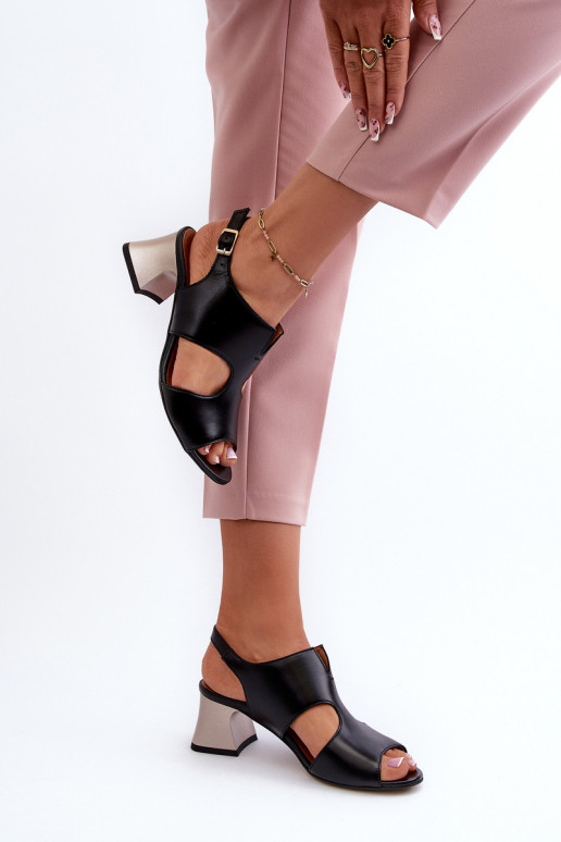Sandali da donna Pelle con i tacchi Deveciejka 06566-01 colore nero Sandali da donna Pelle con i tacchi Deveciejka 06566-01 colore nero