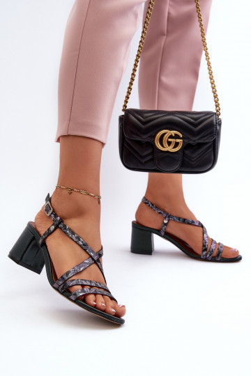 Sandali da donna con tacchi bassi Deveciejka 06653-09 colore kaki