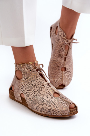 Elegantellato Pelle Stivali Deveciejka 03426-02 beige