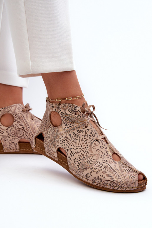 Elegantellato Pelle Stivali Deveciejka 03426-02 beige