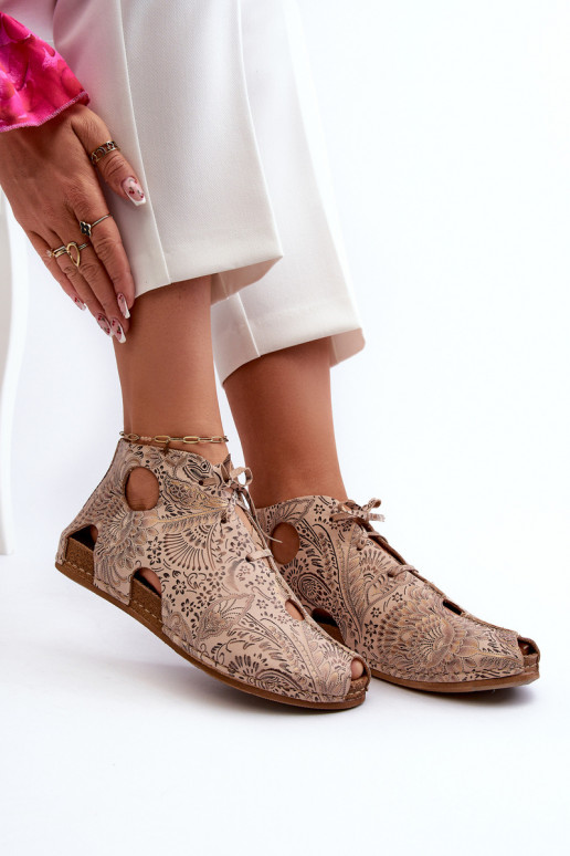 Elegantellato Pelle Stivali Deveciejka 03426-02 beige